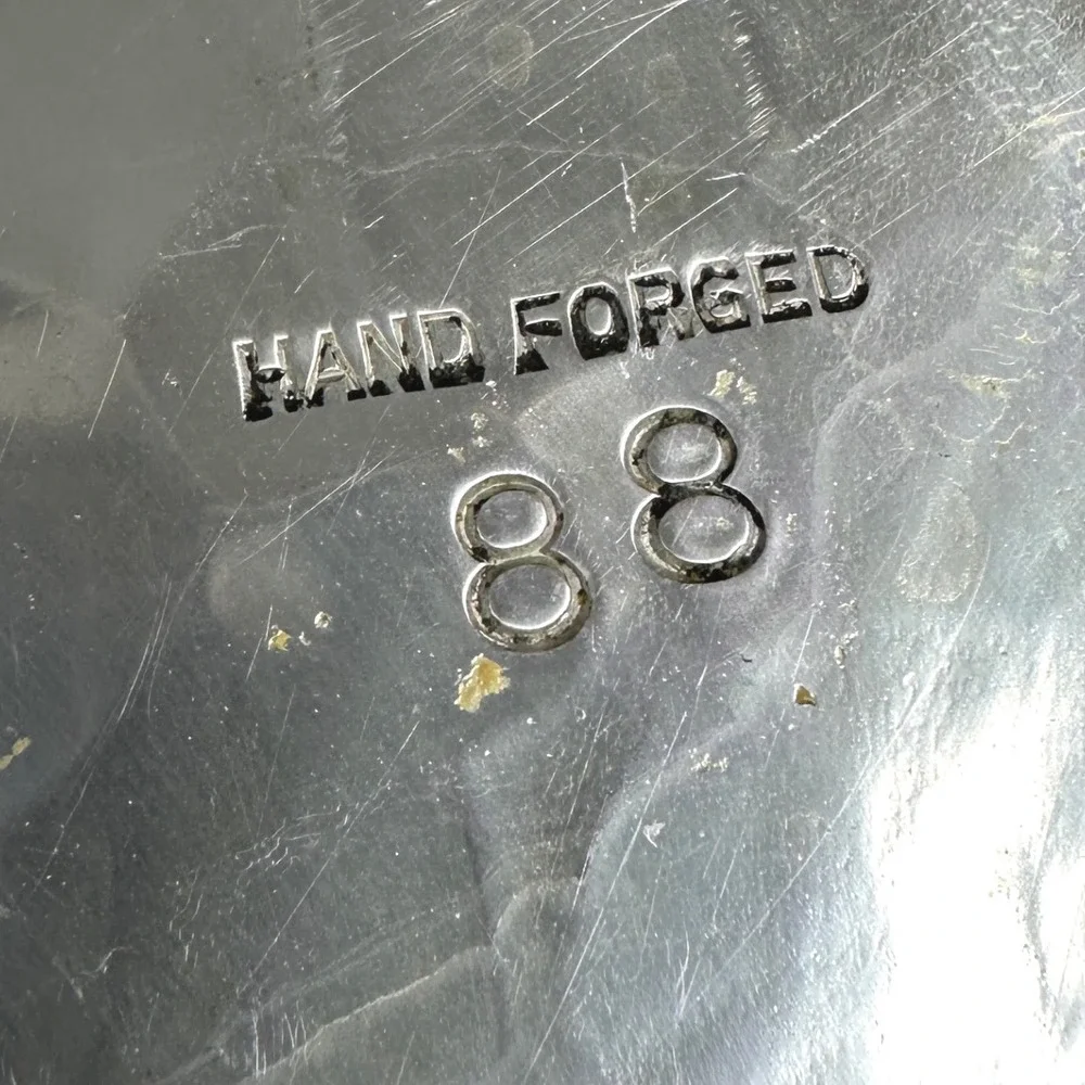 Vintage Hand Forged Hammered Aluminum Floral Serving Tray 88 Ruffled Edge 16.5in